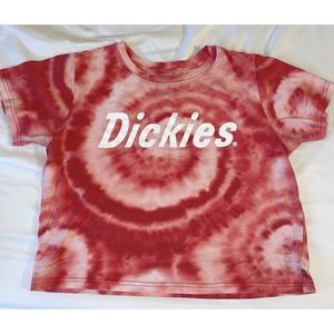 Dickies Tie Dyed Cropped T-shirt Women's XL, Red Pink White